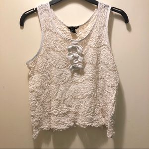 Forever 21 floral lace-like tank top with bows